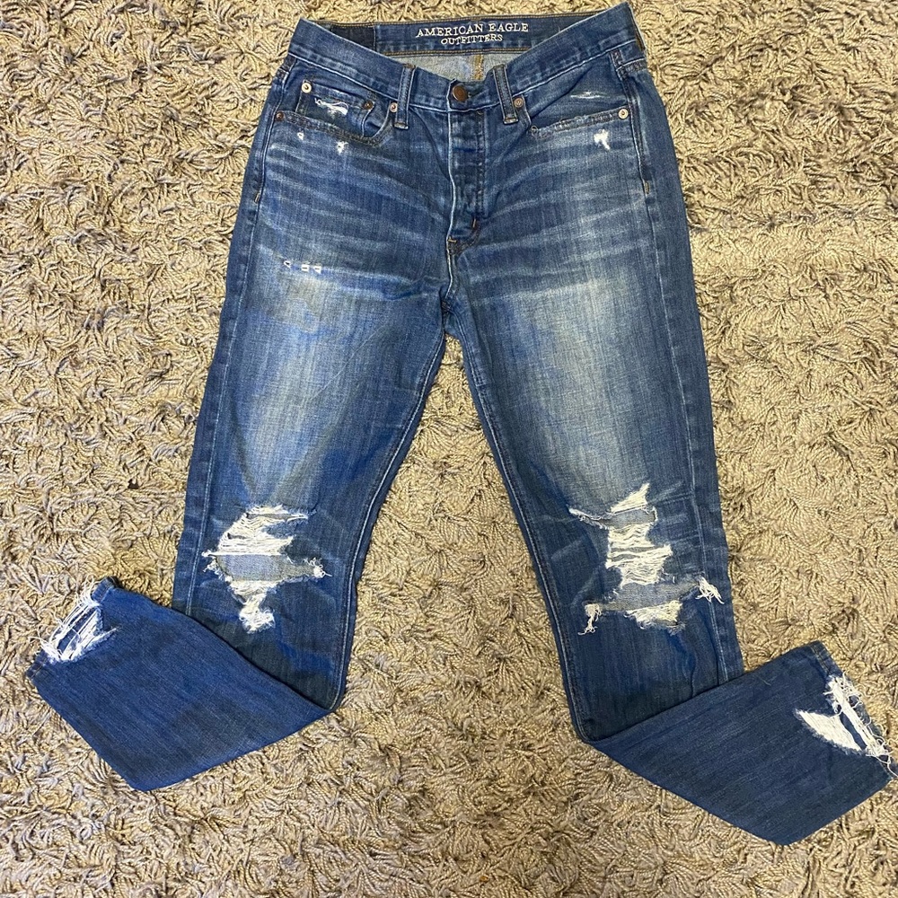 American Eagle distressed high rise skinny jeans
